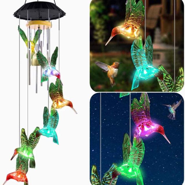 Solar Powered Hummingbird Wind Chime Lights - Garden Wizard Shop